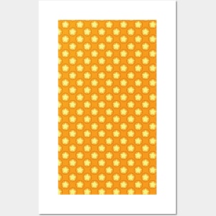 Orange and Yellow Stars Repeated Pattern 031#001 Posters and Art